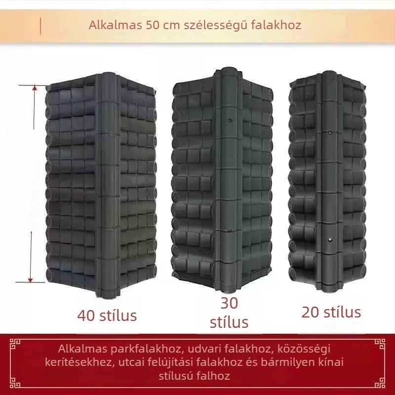 Antik stílusú gyanta csempék integrált kínai eresz-dekorral, kék műanyag csempék, ajtófej replika ősi épületek falain