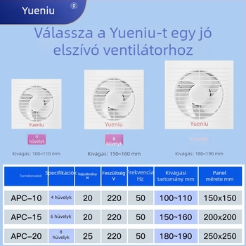 Yue Niu fali ventillátor fürdőszobába és konyhába, erős háztartási szellőzés