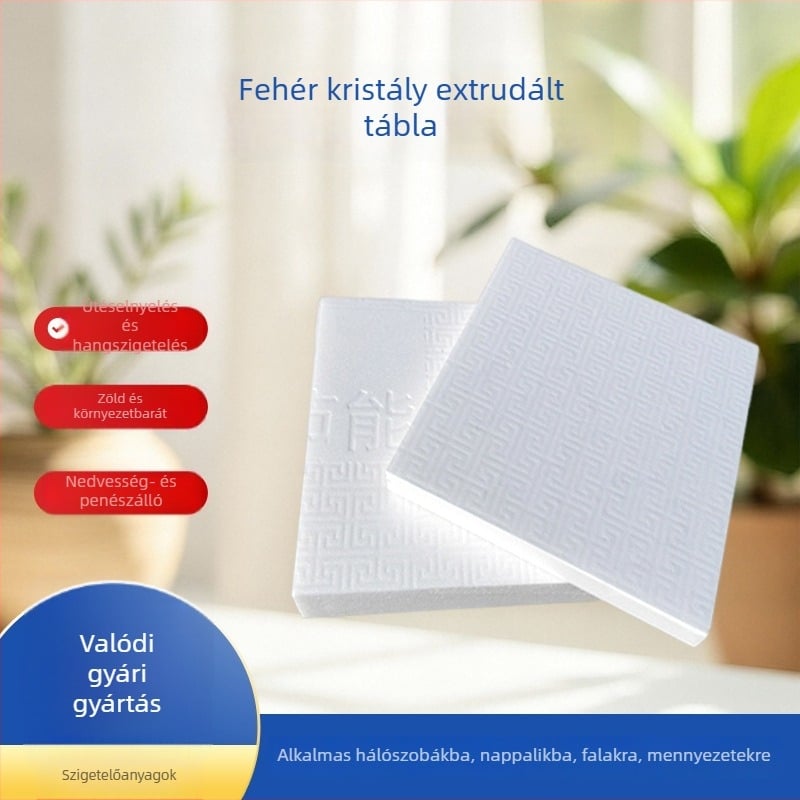 Fehér kristályhablap padlófűtéshez, külső falak szigetelésére, nedvességálló, napos helyiségek szigetelésére, extrudált XPS lemez