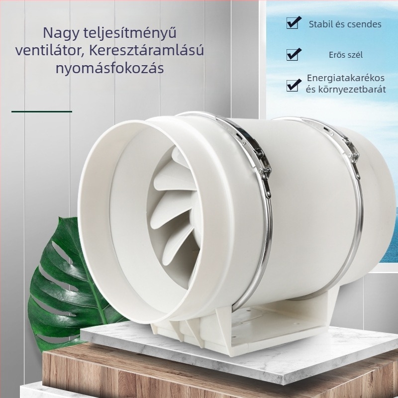Csatornás ventilátor nagy teljesítményű, átmérők 6, 4 és 8 hüvelyk, szellőztetés konyhához és fürdőszobához, ferde áramlás
