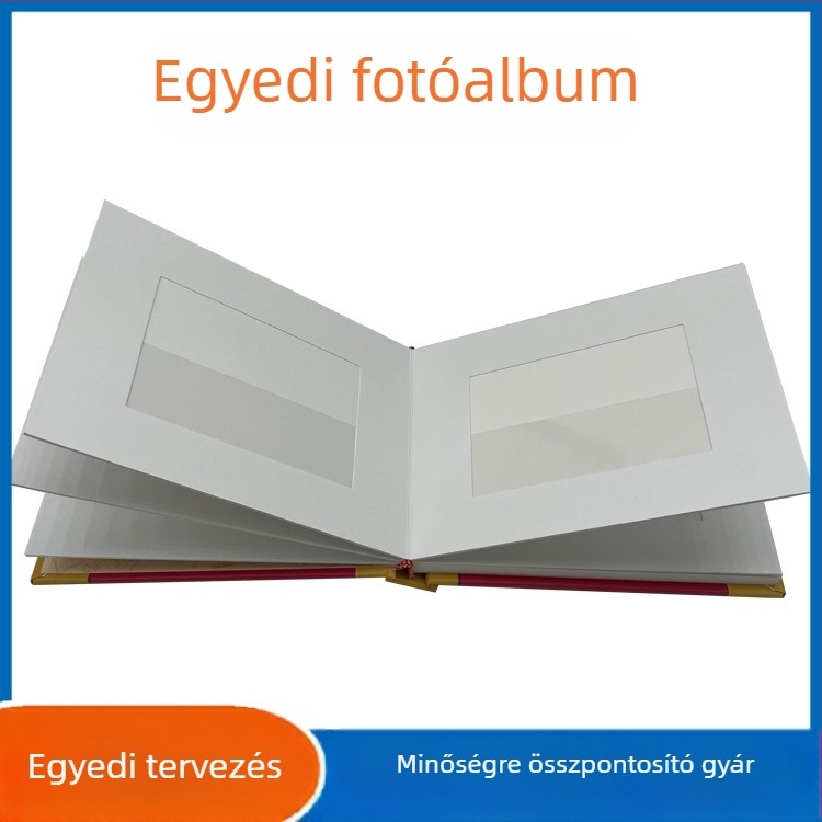 Személyre szabott Polaroid fotóalbum vászon borítással, keménytáblás kivitel, keretes kártyatartó és zseb a fotók tárolására
