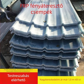FRP átlátszó világító panelek üvegházakhoz, hullámos fényáteresztő panelek, szélességek 1,0 m, 1,2 m és 1,5 m