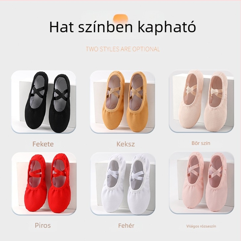 Fekete balettcipő puha bőr talppal, fűző nélkül, táncgyakorláshoz