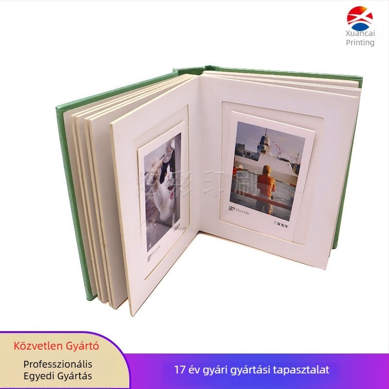 PVC ablakkal és keretes fotóalbum, váltakozó oldalú, 30 lap, fehér szöveges oldalak, logó nyomtatás elérhető, testreszabható, ideális vállalati ajándéknak