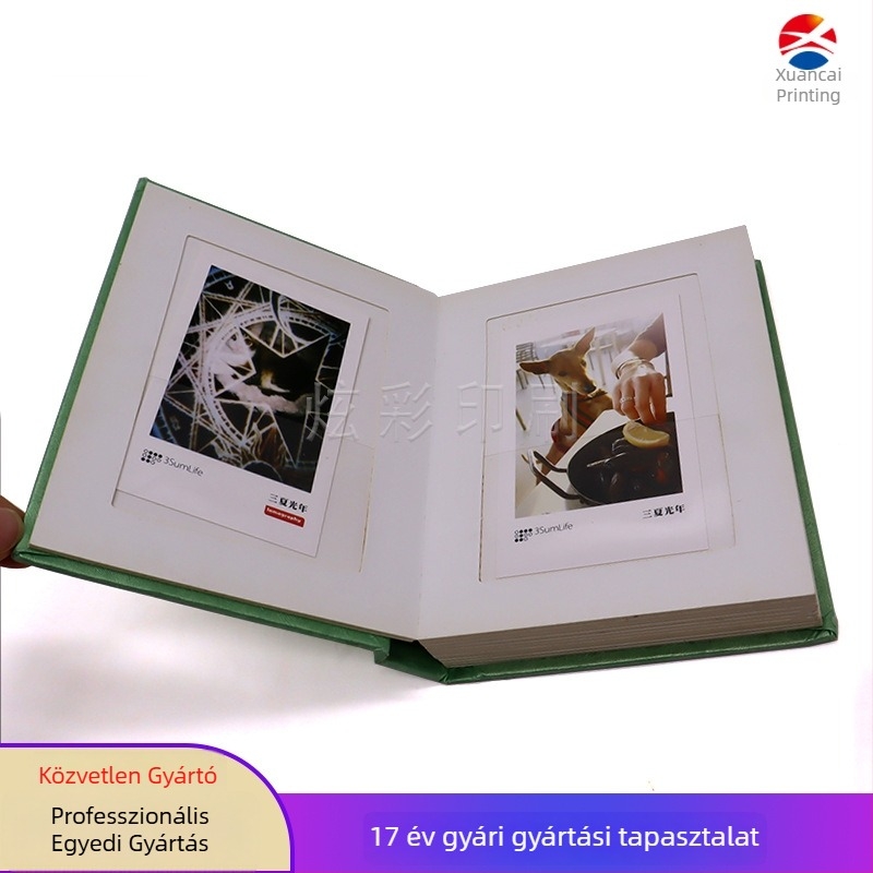 PVC ablakkal és keretes fotóalbum, váltakozó oldalú, 30 lap, fehér szöveges oldalak, logó nyomtatás elérhető, testreszabható, ideális vállalati ajándéknak
