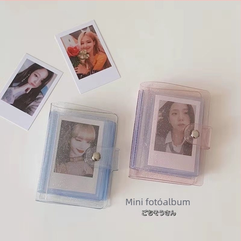 Koreai stílusú minimalist, átlátszó fotóalbum PVC borítóval, 3 hüvelykes, mini hordozható Polaroid-album, 18 oldal