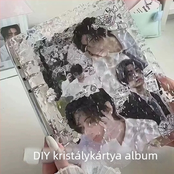 A5-ös akril fényképalbum víz hullám textúrával, négyzetes elrendezéssel, csillag mintákkal, elegáns, kompakt emlékalbum