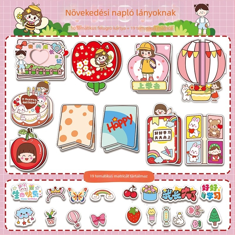DIY növekedési napló készlet lányoknak – óvodai napló díszítő anyagokkal