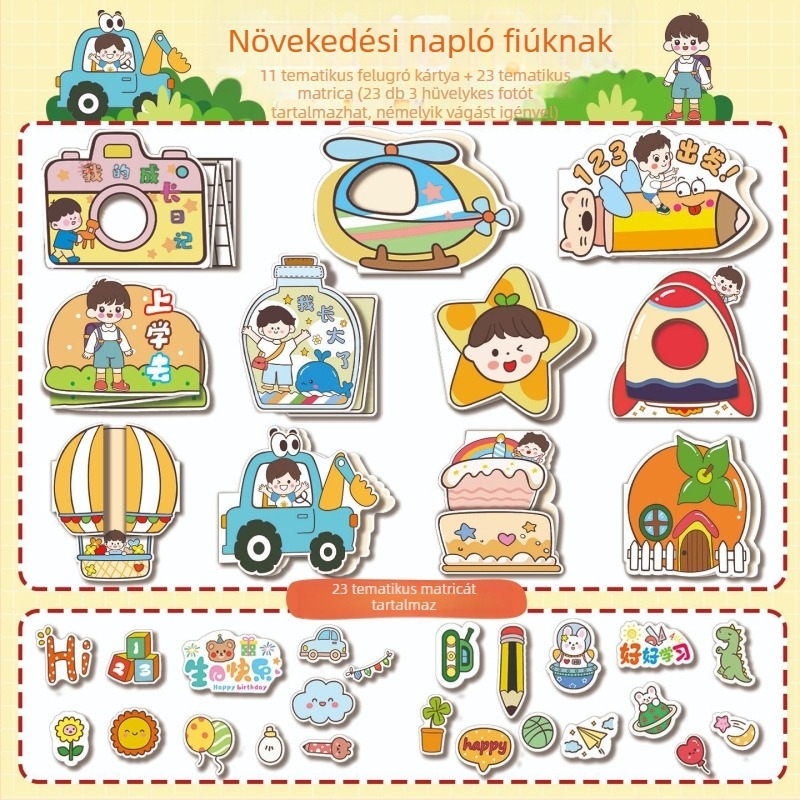 DIY növekedési napló készlet lányoknak – óvodai napló díszítő anyagokkal