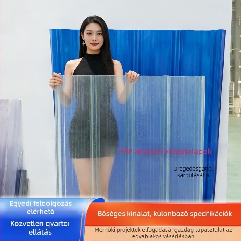 FRP átlátszó világítólemezek üvegházakhoz - jégeső-álló, fényáteresztő, hullámos