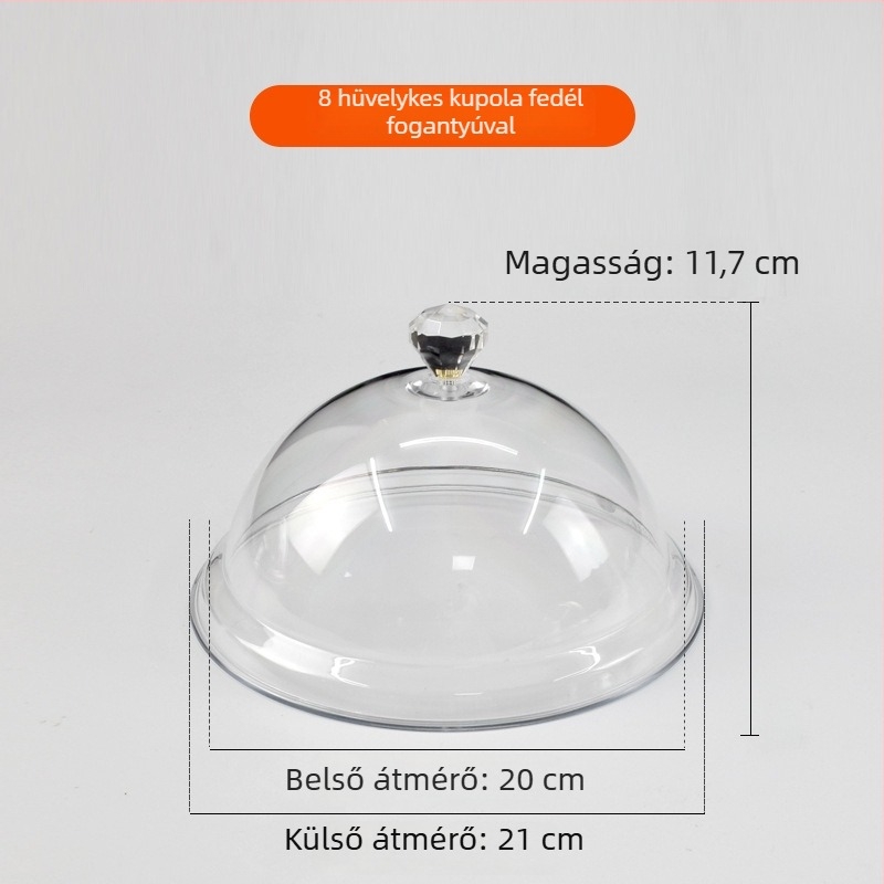 Kerek, átlátszó műanyag ételfedél kenyérhez és süteményekhez, hőálló, frissességet megőriz