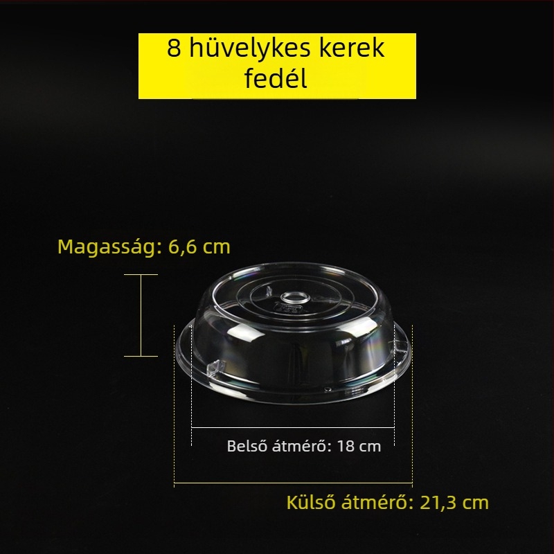 Kerek, átlátszó műanyag ételfedél kenyérhez és süteményekhez, hőálló, frissességet megőriz