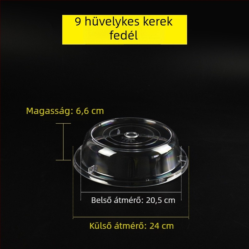 Kerek, átlátszó műanyag ételfedél kenyérhez és süteményekhez, hőálló, frissességet megőriz