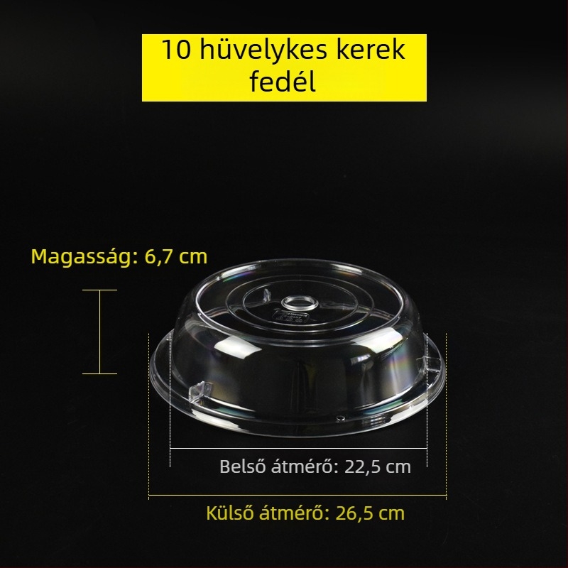 Kerek, átlátszó műanyag ételfedél kenyérhez és süteményekhez, hőálló, frissességet megőriz