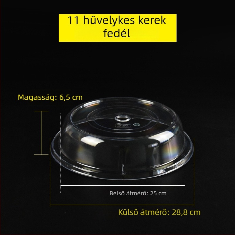 Kerek, átlátszó műanyag ételfedél kenyérhez és süteményekhez, hőálló, frissességet megőriz