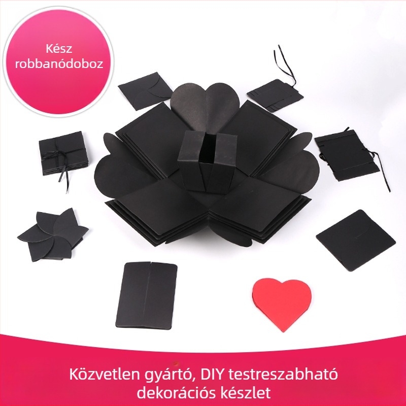 Raktáron: négyszögletű meglepetésdoboz, kész többszintes DIY fotóalbum, pároknak szóló kreatív ajándék