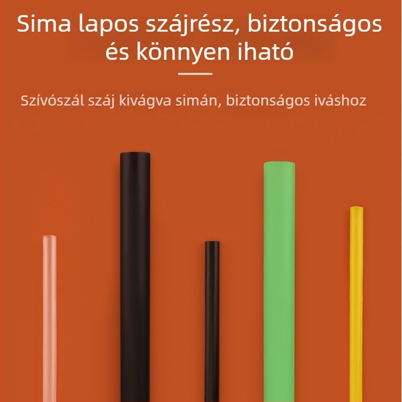 Átlátszó egyszer használatos, egyenként csomagolt színes vékony szívószálak italokhoz, hegyes véggel