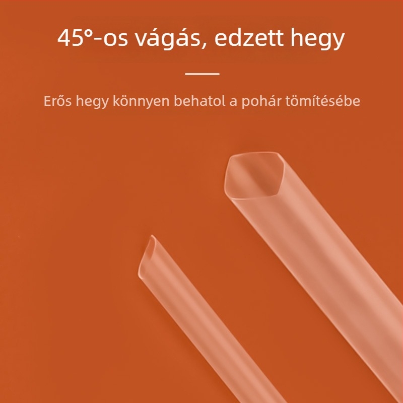 Átlátszó egyszer használatos, egyenként csomagolt színes vékony szívószálak italokhoz, hegyes véggel