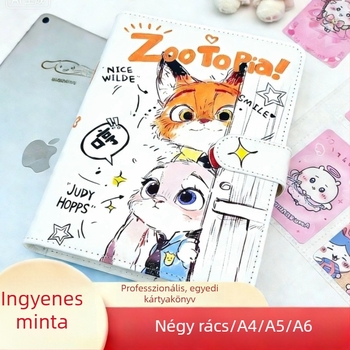 Nyomtatott PU kártyatartó album fedéllel, négy rekeszes szervező kártyák tárolására játékok és anime-kártyákhoz