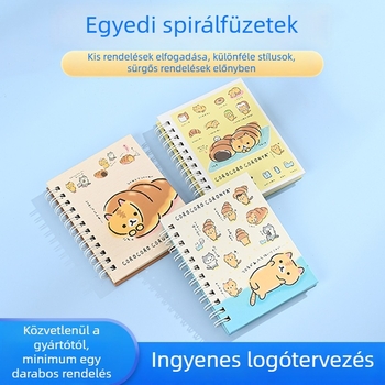 Személyre szabott spirálfüzet diákoknak, aranyos rajzfilmfigurás állatkás dizájnnal, B5 formátum