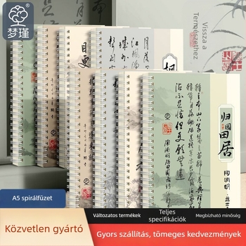 A5 spirálfüzet nemzeti stílusú, trendi dizájnnal, vonalas jegyzetfüzet tanuláshoz és felkészüléshez a vizsgákra, általános- és középiskolás diákok számára