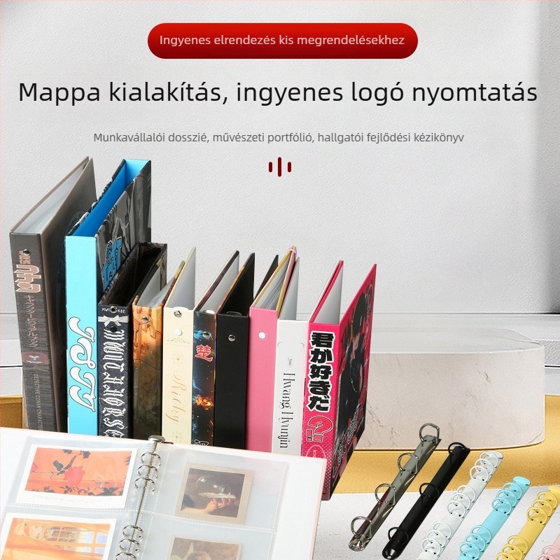 Csillagmotívumos kártyaalbum, átlátszó kártyatárolóval és Polaroid képeslapok tároló albummal