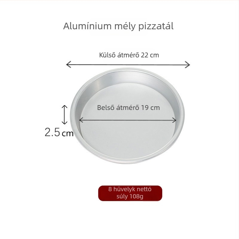 5–10 hüvelykes anodizált pizza tepsi, mély és sekély kör alakú sütőforma, tartós alumíniumötvözet