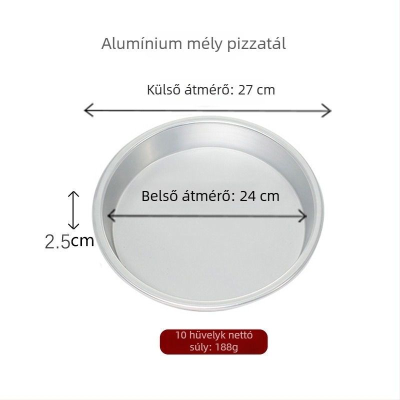 5–10 hüvelykes anodizált pizza tepsi, mély és sekély kör alakú sütőforma, tartós alumíniumötvözet