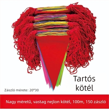 Háromszínű háromszög zászlófüzér kültéri esküvői dekorációhoz, udvarra és ünnepekre