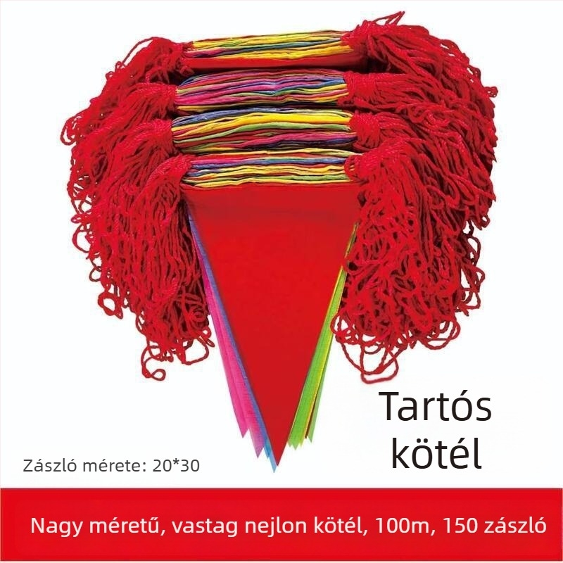 Háromszínű háromszög zászlófüzér kültéri esküvői dekorációhoz, udvarra és ünnepekre