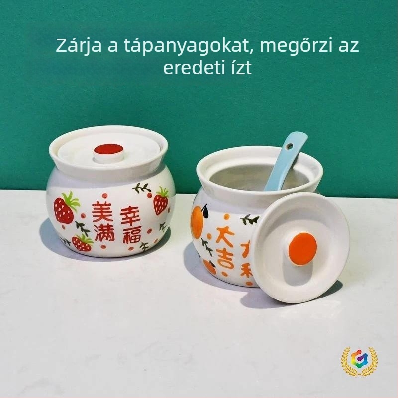 Kerámia edény fedővel, otthoni használatra, egyéni adag tojás pároló, agyagból készült leveses fazék