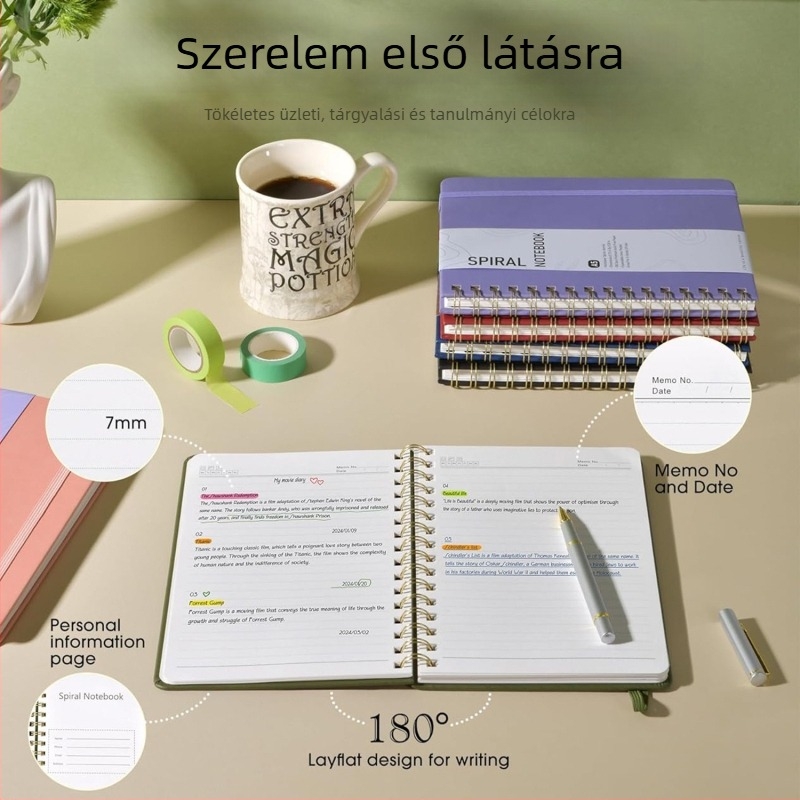 A5-ös spirálkötésű angol notesz, heti naptár és önfegyelem-tervező, testreszabható, nagykereskedelmi értékesítés
