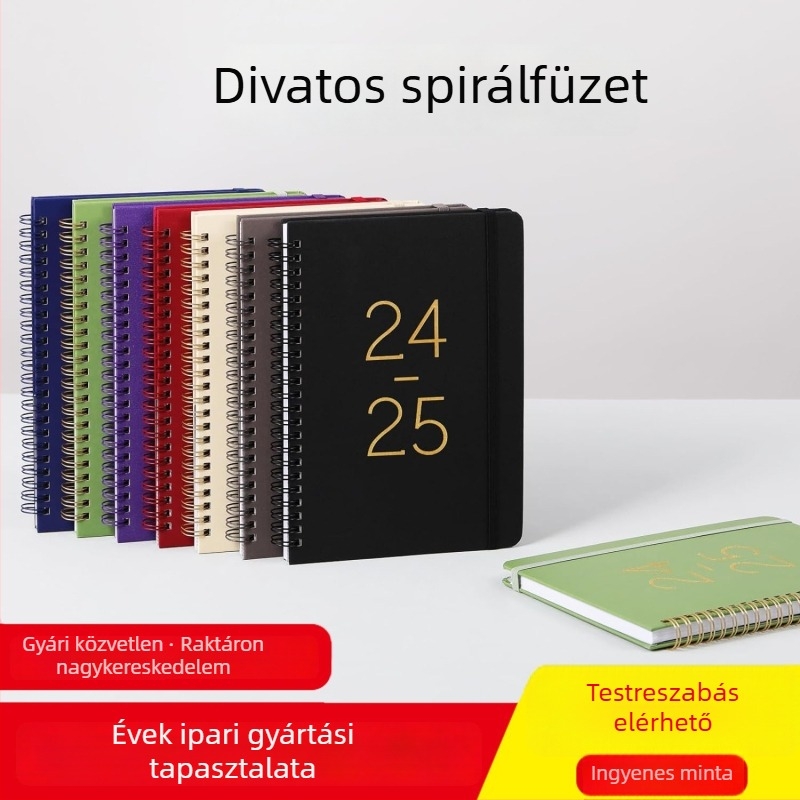 A5-ös spirálkötésű angol notesz, heti naptár és önfegyelem-tervező, testreszabható, nagykereskedelmi értékesítés