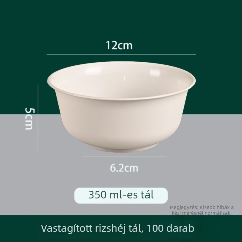 Rizshéjból készült egyszer használatos étkészlet — négy részes készlet, edények és evőeszközök, élelmiszer-minőségű, forró edényekhez, grillhez és kempingezéshez