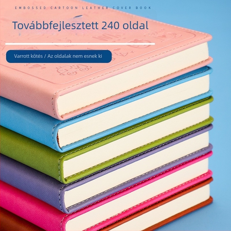 A7 zsebnapló műbőr borítóval, 200 oldal, testre szabható logó, 5 színben elérhető