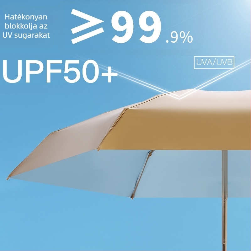 Fényűző retro napernyő, kompakt zsebméret, 6 bordával, 5-részes összecsukható kivitel, UV-védelem UPF50+