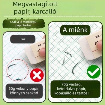 32K vastagabb szemvédő gyakorlófüzet E-formátumban, általános iskola elsősei számára, Pinyin mezőkkel és négyzetes karakterrácsokkal; bőrhatású óvodai jegyzet mellékelve
