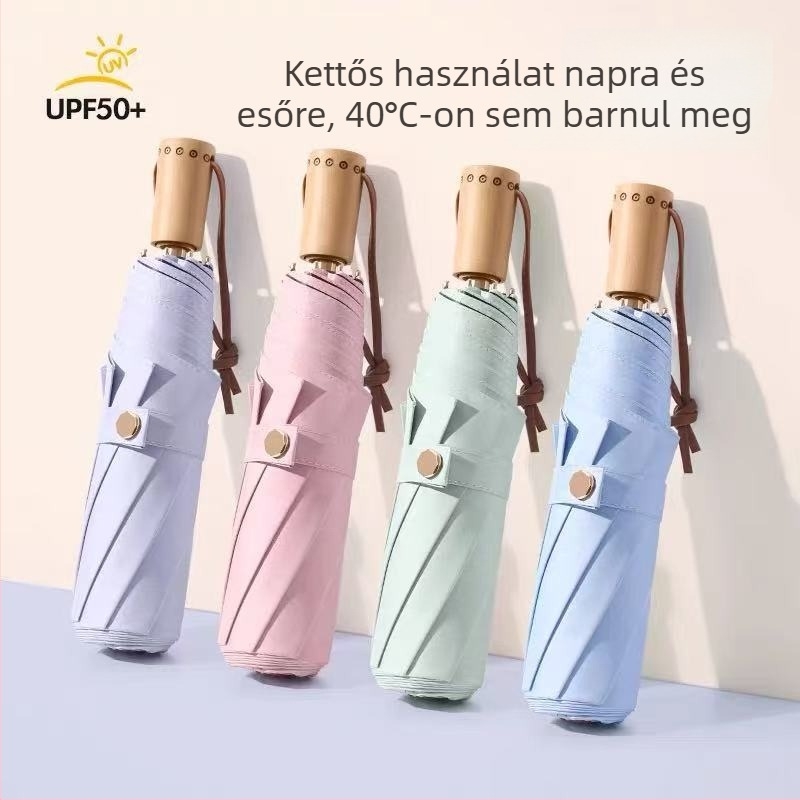 Nyolcszárnyas tömörfa esernyő UV-védelmmel — összecsukható nap- és eső elleni esernyő, testreszabható