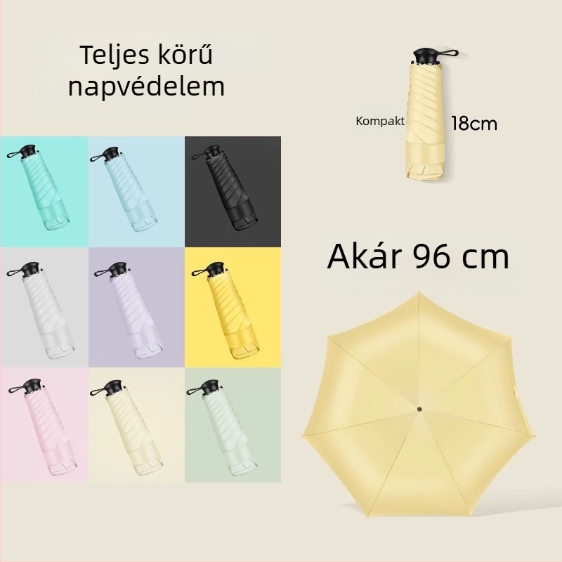 Ultra könnyű mini napernyő rejtett lehajtható fogantyúval, kettős használat napra és esőre, üzleti ajándék