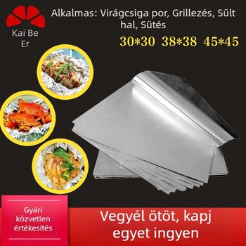 Sütéshez és grillhez alumíniumfólia lapok, tapadásmentes főzőfólia, alkalmas légkeveréses sütőhöz, tengeri ételek és tésztaételek