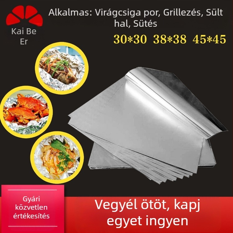 Sütéshez és grillhez alumíniumfólia lapok, tapadásmentes főzőfólia, alkalmas légkeveréses sütőhöz, tengeri ételek és tésztaételek