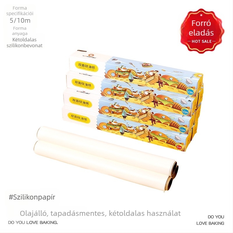Élelmiszer-minőségű szilikonolajos sütőpapír otthoni használatra — zsíroldó sütőpapír grillhez, sütéshez, sütőhöz és légsütőhöz.