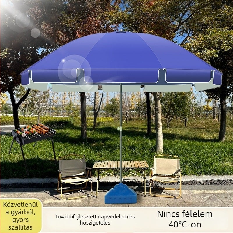 Kültéri reklám parasol, nagy méretű, UPF 50+ UV védelem, manuális nyitás-zárás, logónyomtatás lehetséges