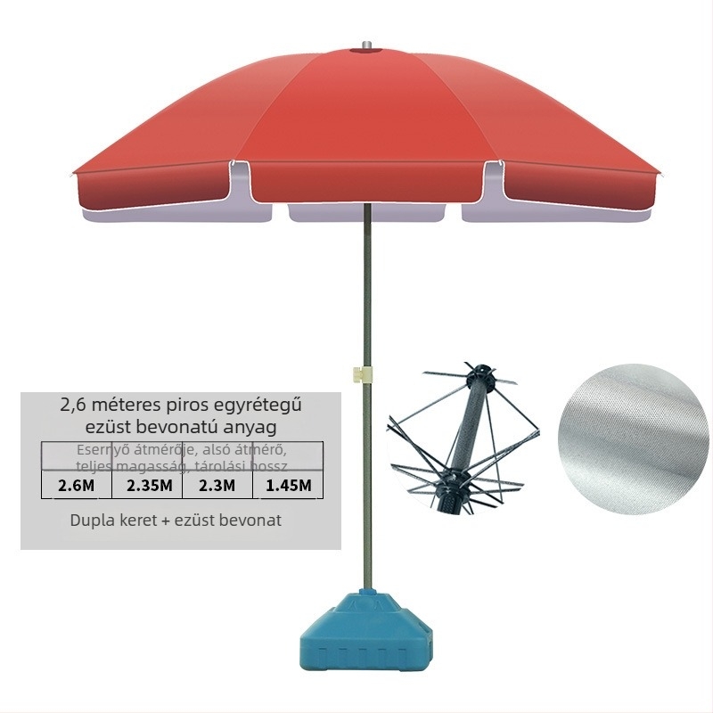 Kültéri reklám parasol, nagy méretű, UPF 50+ UV védelem, manuális nyitás-zárás, logónyomtatás lehetséges