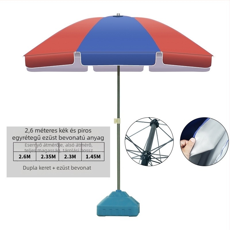 Kültéri reklám parasol, nagy méretű, UPF 50+ UV védelem, manuális nyitás-zárás, logónyomtatás lehetséges