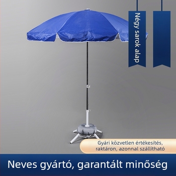 Nagy kültéri napernyő vízzel tölthető talppal és reklámtalppal, műanyag összecsukható talp
