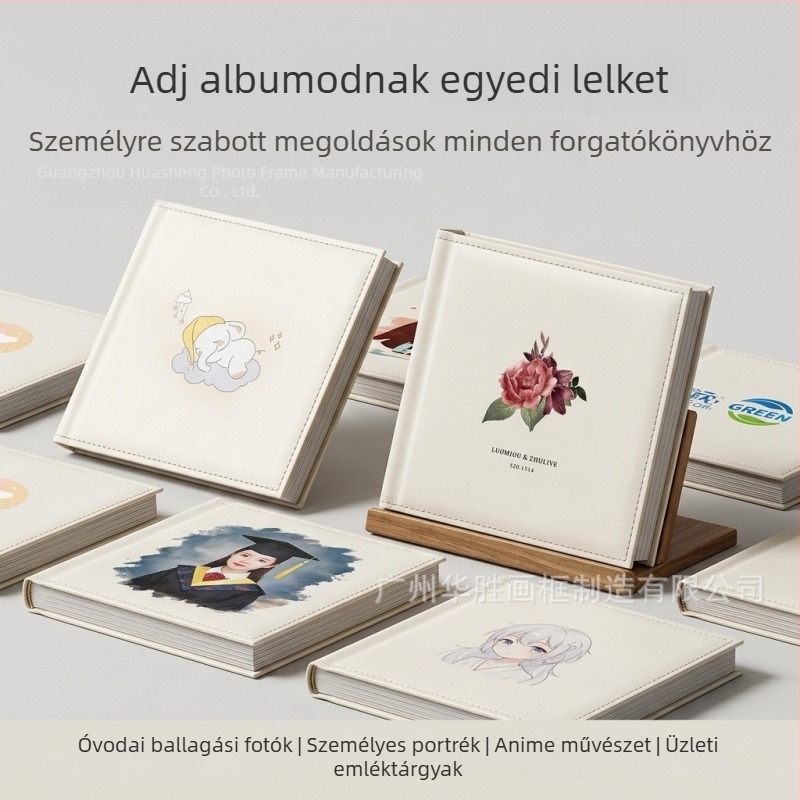 Magas színvonalú bőr fotoalbum egyedi bőrtok mintázattal, sokféle borító dizájn, nyomtatás és kivitelezés magas felbontású belső oldalakon babafotókhoz