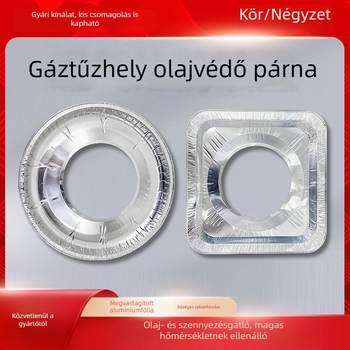 Kör alakú alumíniumfólia védőpárna gáztűzhelyhez, olaj- és foltálló, átmérője 23 cm, vastagsága 50 mm.
