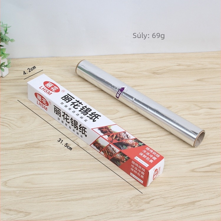 0,01 mm vastag alumíniumfólia barbecue-hoz és elvitelre, élelmiszercsomagolás és frissesség megőrzése, méret 30 cm × 2 m