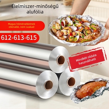 Vastagított alumíniumfólia barbecue-hez, magas hőmérséklet-állóság, szállodai/kereskedelmi használatra, extrahosszú tekercs csirke és tenger gyümölcsei grillezéséhez.